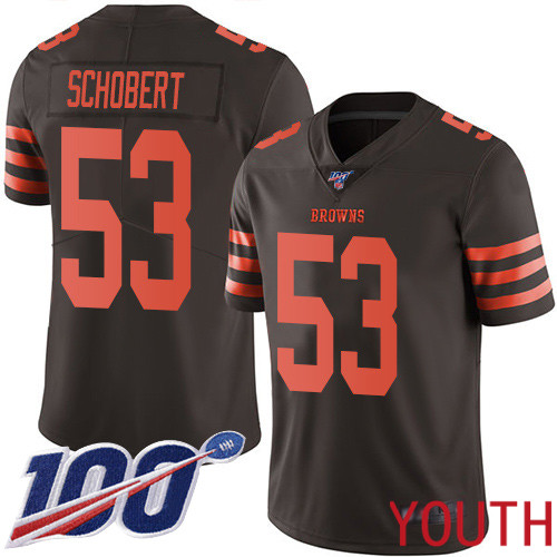 Cleveland Browns Joe Schobert Youth Brown Limited Jersey #53 NFL Football 100th Season Rush Vapor Untouchable->youth nfl jersey->Youth Jersey